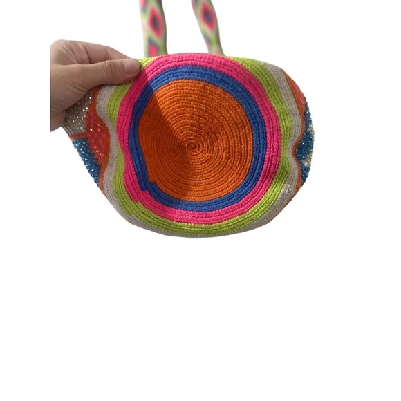 WAYUU Handmade Crochet Beaded Crossbody Bag Multicolor Tasseled Bohemian Hippie - Picture 11 of 15
